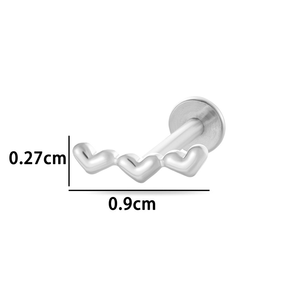 F136 Titanium Internally Threaded Cartilage Stud – Heart, Butterfly, Rocket, Bone, Smiley Face Designs | Hypoallergenic Piercing Jewelry