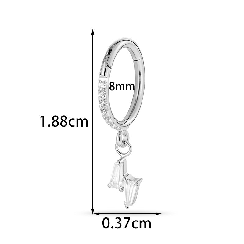F136 Titanium Zircon Star & Moon Dangle Cartilage Piercing | Lip & Ear Jewelry | Hypoallergenic & Stylish