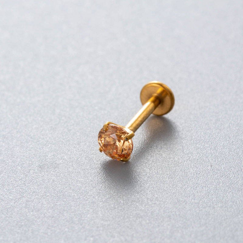 Minimalist Titanium Cartilage Barbell with Zircon – Hypoallergenic Piercing Jewelry