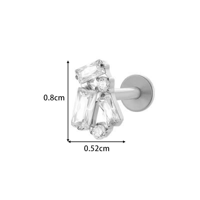Titanium Screw‑In Flat‑Back Stud with Zircon – Hypoallergenic Piercing Jewelry