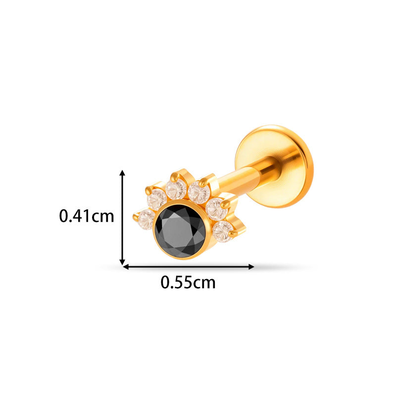 G23/F136 Titanium CZ Labret Studs | Internally Threaded Flat Back Lip & Cartilage Piercing Jewelry