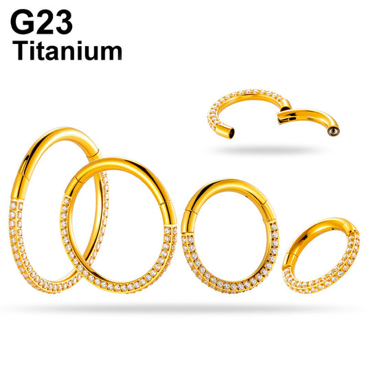 G23/F136 Titanium 1.3mm Closed Hoop with Cubic Zirconia | Nose & Ear Piercing Jewelry