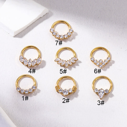 G23/F136 Titanium Zircon Piercing Hoop | 16G x 8mm, Hypoallergenic Closed Hoop for Nose & Ear Cartilage