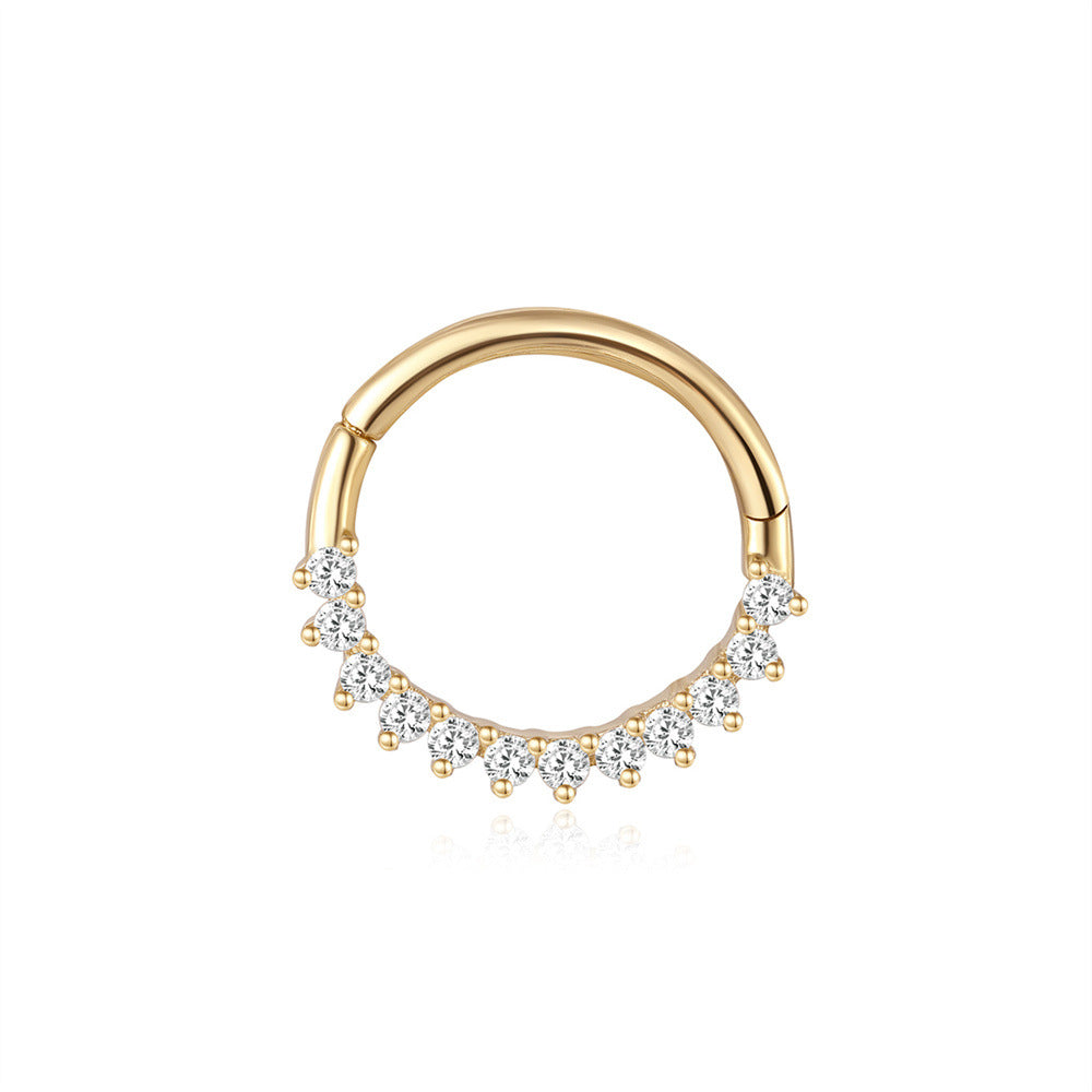 14K Gold Inlaid Zircon Stud Earring – Sleek Sparkle for Piercing Stacks