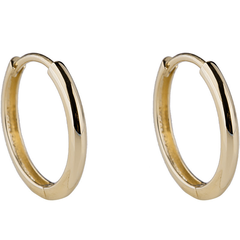 14K Solid Gold Minimalist Round Stud Earring – Hypoallergenic Daily Wear (Single)