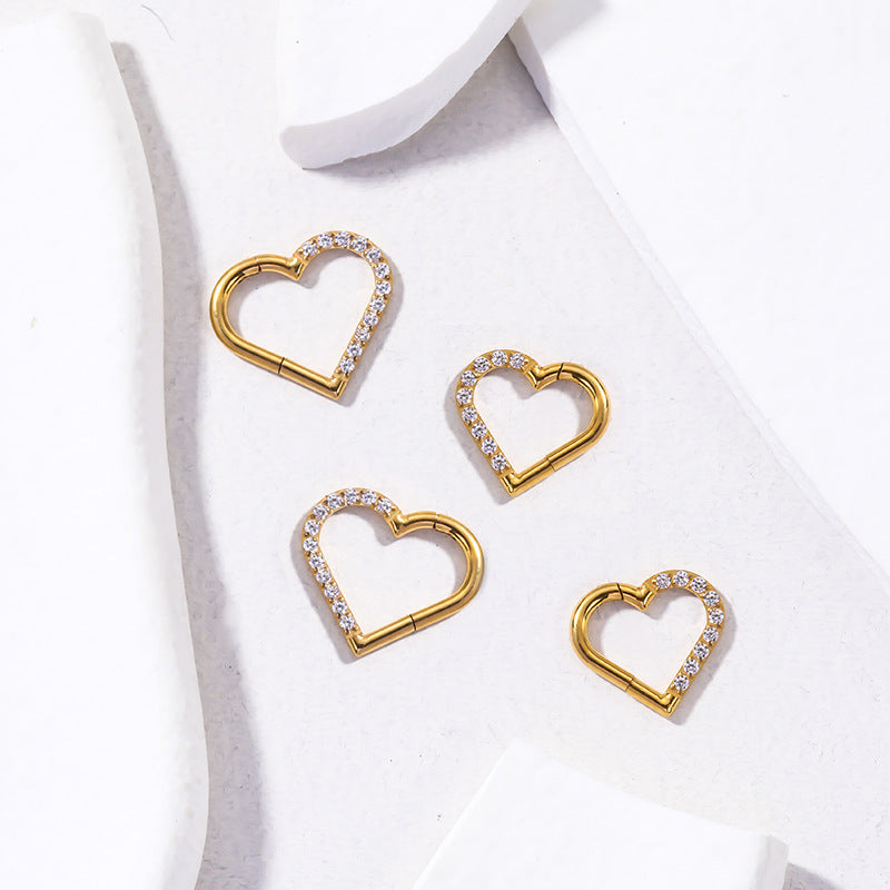 G23/F136 Titanium Zircon Heart Shaped Cartilage Hoop | Fashionable Ear Piercing Jewelry