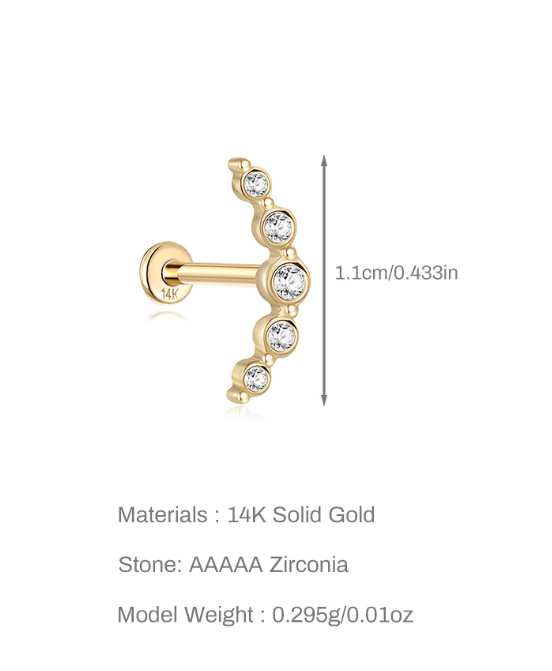 14K Gold Arrow Zircon Stud Earrings – Dainty & Symbolic