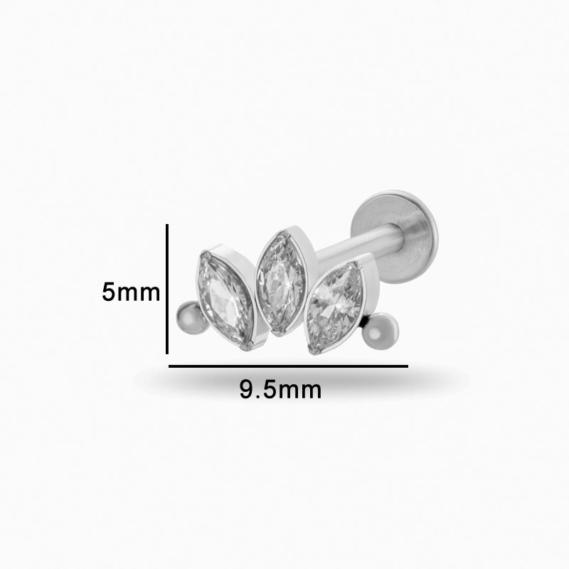 Titanium Zircon Piercing Stud – Hypoallergenic Flat Back Earring for Cartilage & Lobe