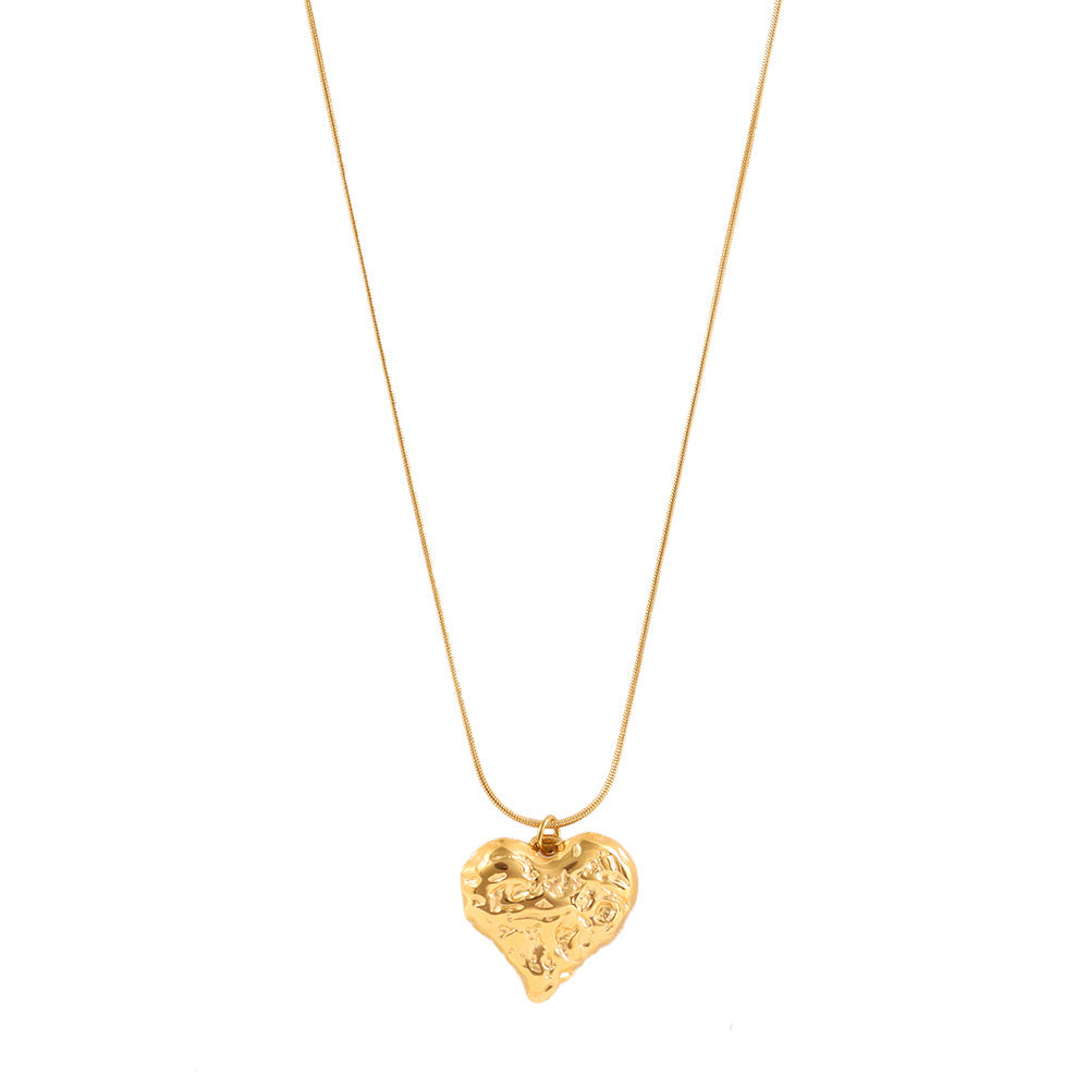 Vintage Heart-Shaped Necklace Set – 18K Gold Plated Titanium Steel Heart Design