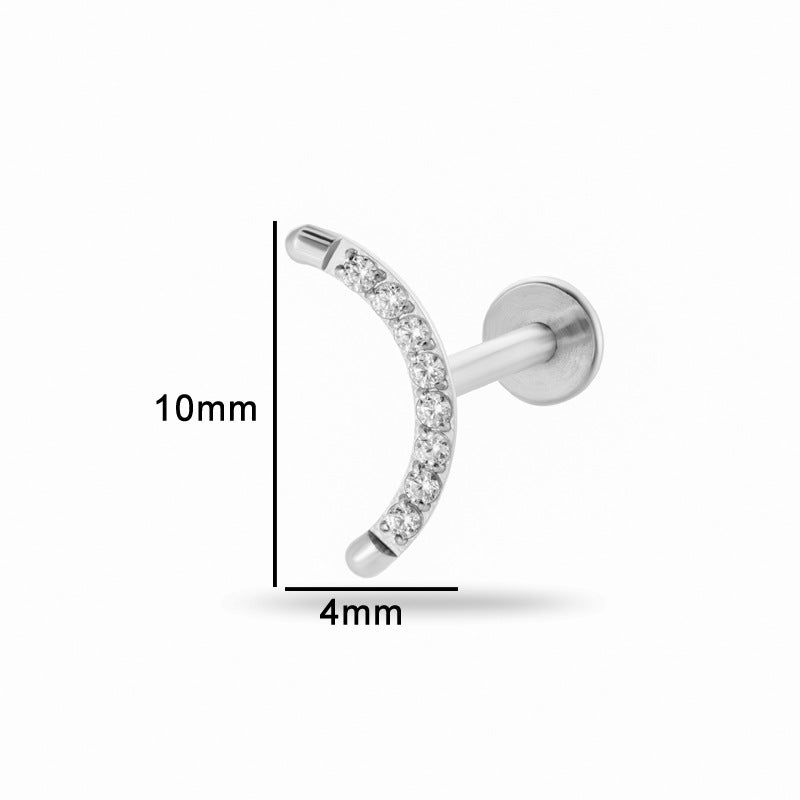 Titanium Zircon Piercing Stud – Hypoallergenic Flat Back Earring for Cartilage & Lobe