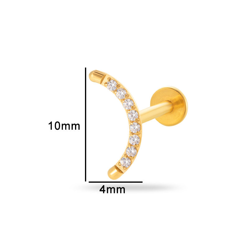 Titanium Zircon Piercing Stud – Hypoallergenic Flat Back Earring for Cartilage & Lobe