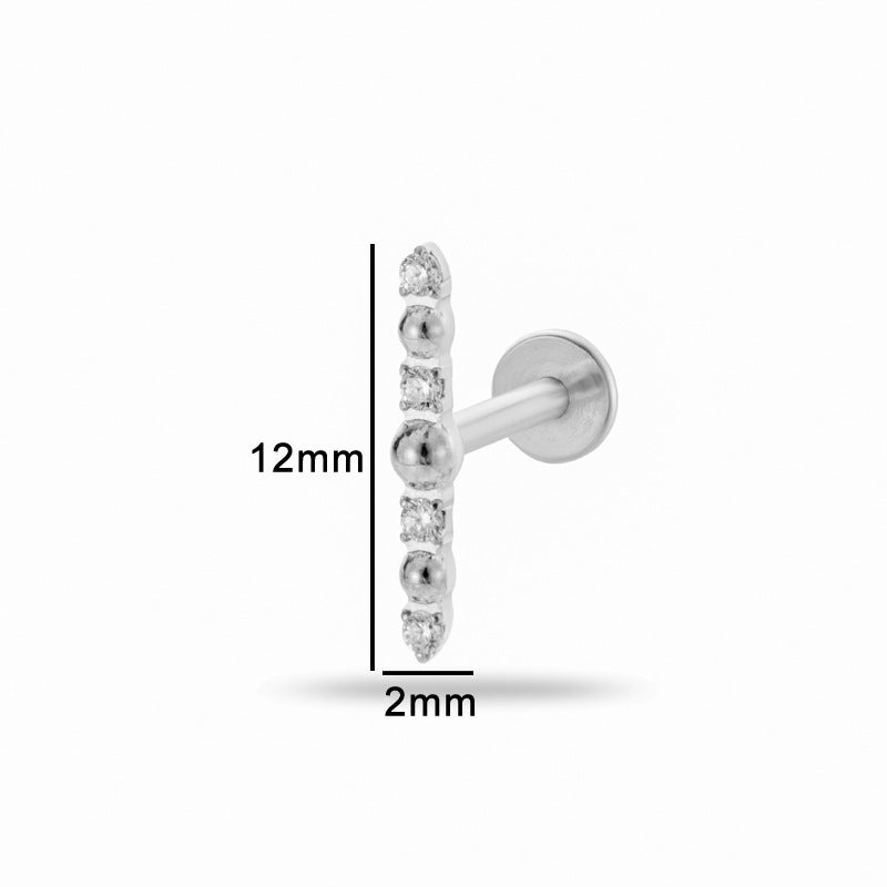 Titanium Zircon Piercing Stud – Hypoallergenic Flat Back Earring for Cartilage & Lobe