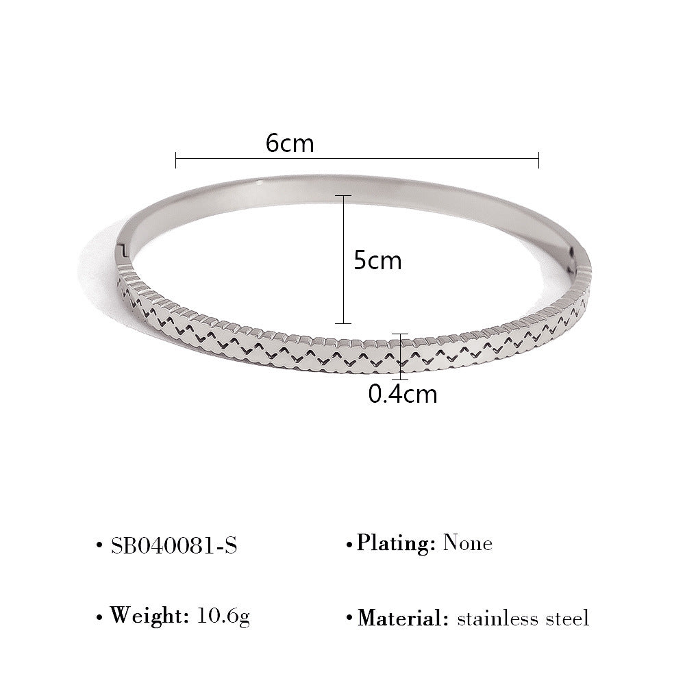 18K Gold Plated Titanium Steel Vintage Open Cuff Bracelets with Crystals, Fashionable and Durable
