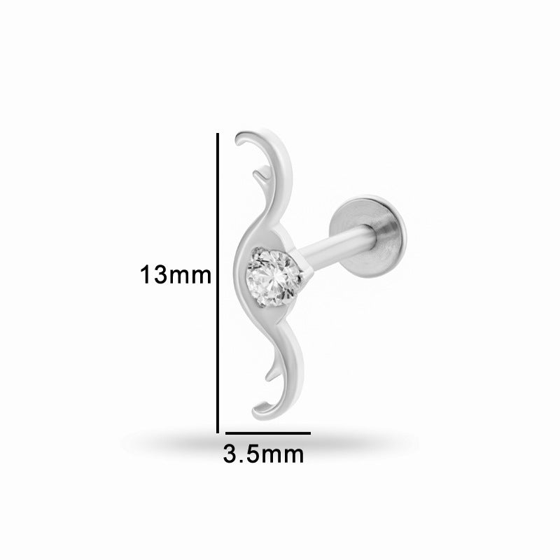 Titanium Zircon Piercing Stud – Hypoallergenic Flat Back Earring for Cartilage & Lobe