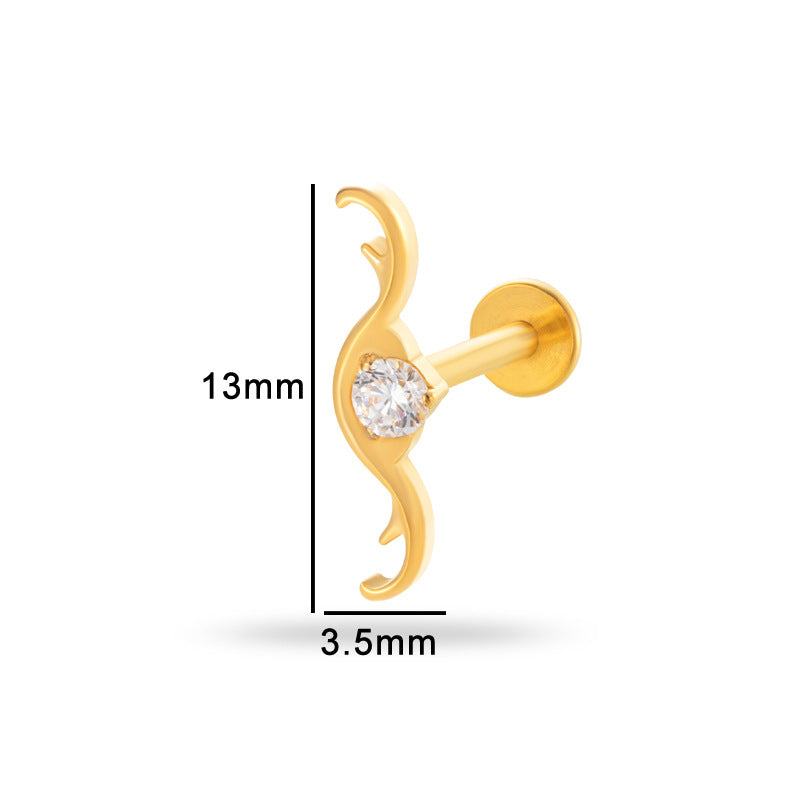 Titanium Zircon Piercing Stud – Hypoallergenic Flat Back Earring for Cartilage & Lobe