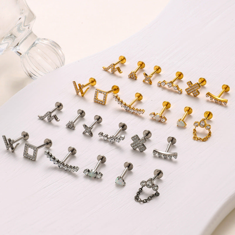 Titanium CZ Bars for Cartilage & Helix Piercing – Hypoallergenic Minimalist Stud