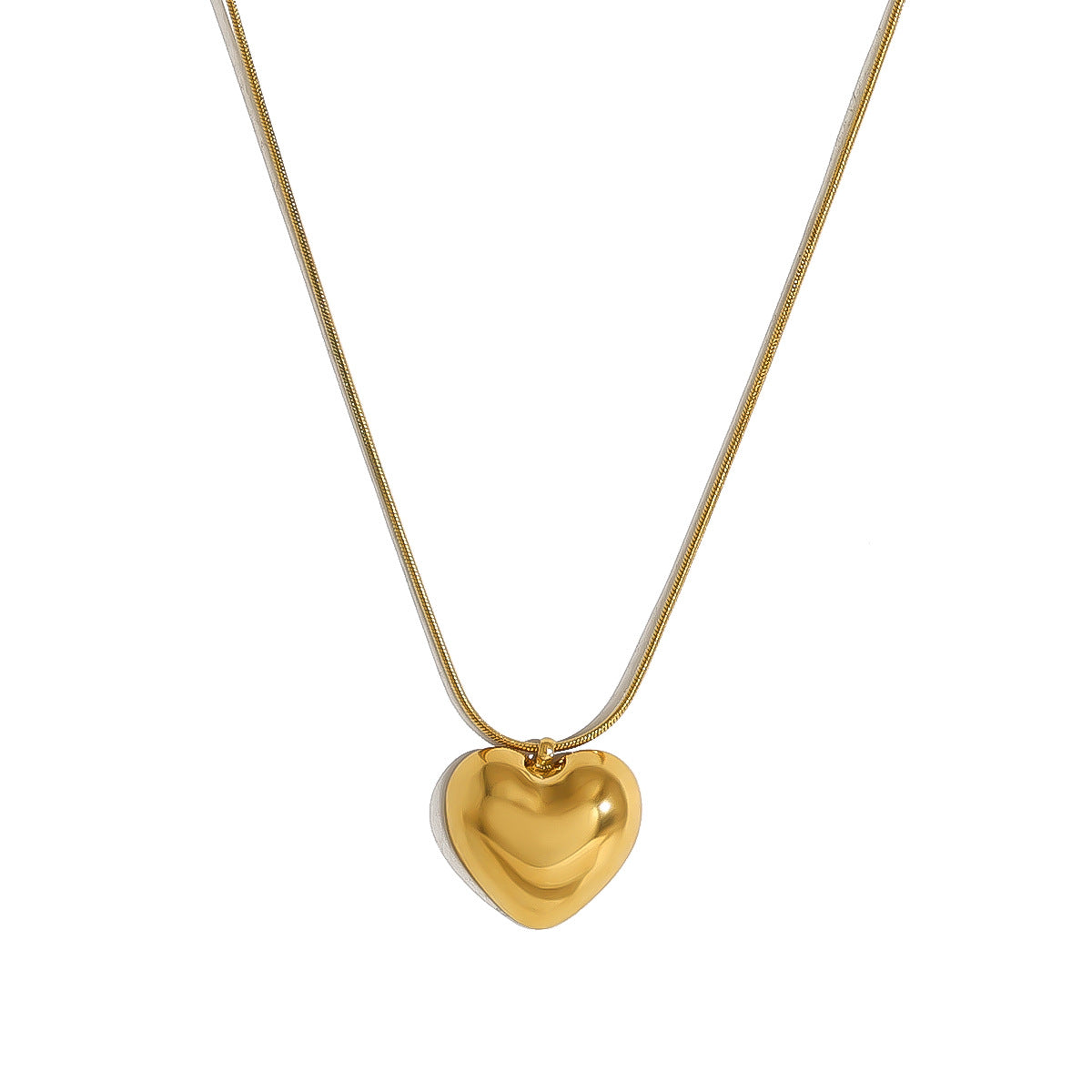 Vintage Heart-Shaped Necklace Set – 18K Gold Plated Titanium Steel Heart Design