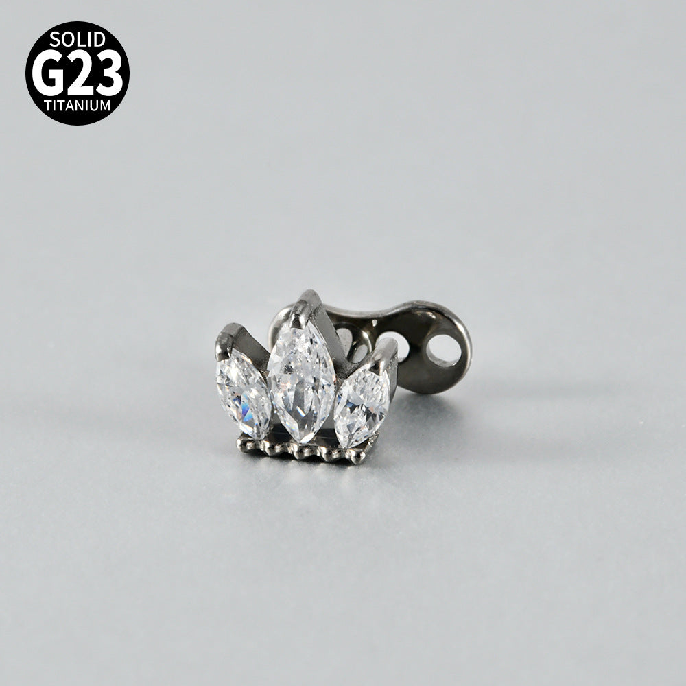 ASTM F136 Titanium Marquise Crown Microdermal Anchor – Elegant Surface Implant Jewelry