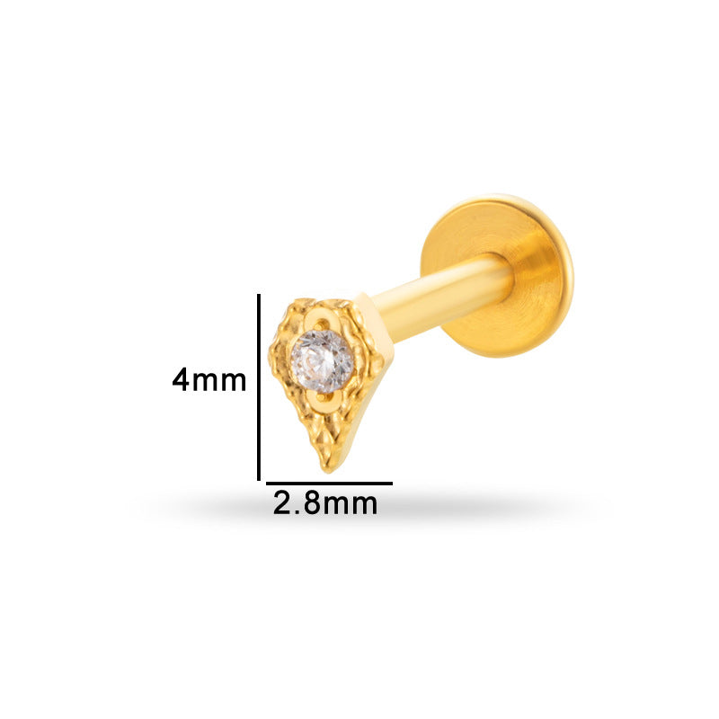Titanium Zircon Piercing Stud – Hypoallergenic Flat Back Earring for Cartilage & Lobe