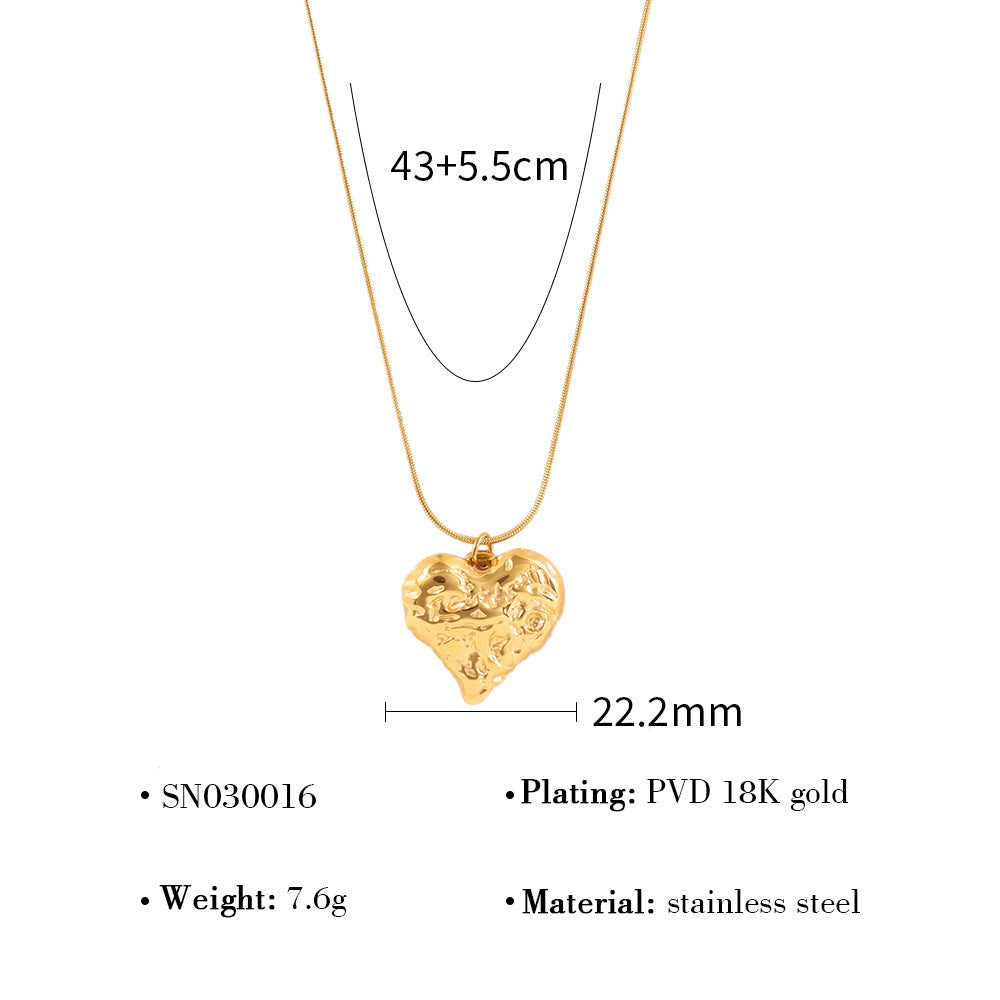 Vintage Heart-Shaped Necklace Set – 18K Gold Plated Titanium Steel Heart Design