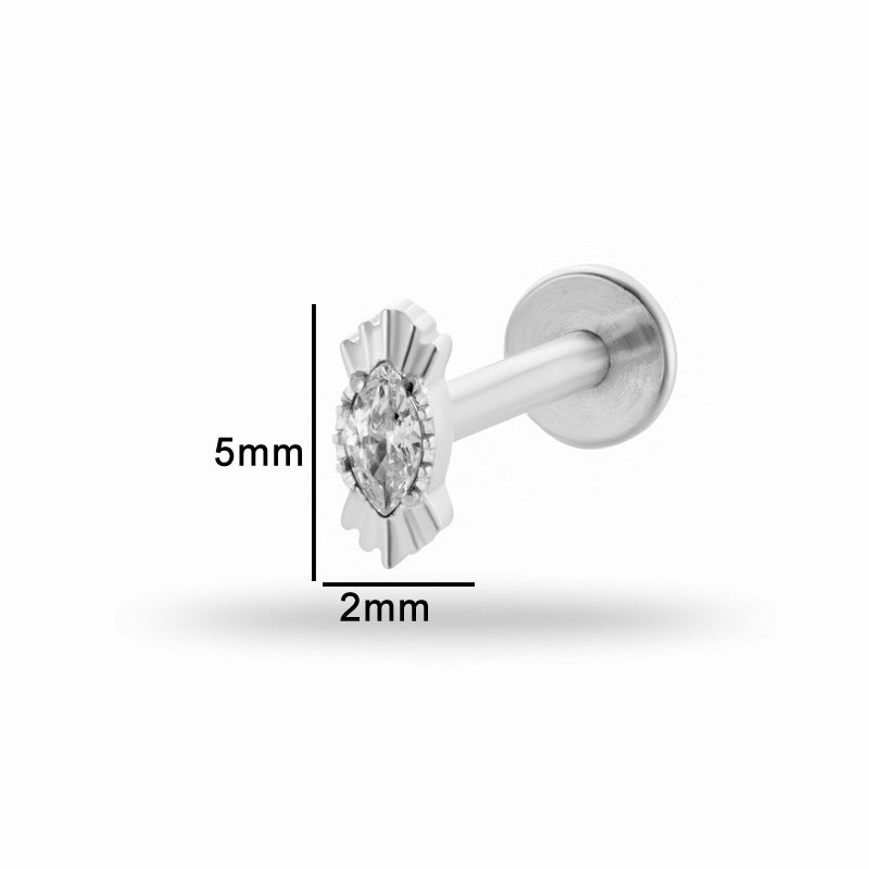 Titanium Zircon Piercing Stud – Hypoallergenic Flat Back Earring for Cartilage & Lobe