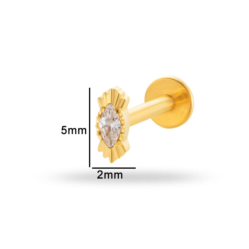 Titanium Zircon Piercing Stud – Hypoallergenic Flat Back Earring for Cartilage & Lobe