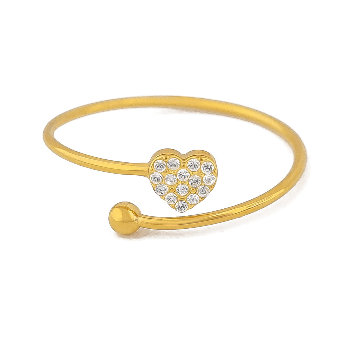 Elegant Heart-Shaped Crystal Necklace & Ring Set – 18K Gold Plated Titanium Steel