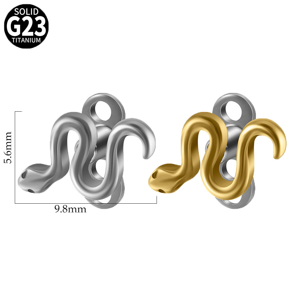 ASTM F136 Titanium Snake Dermal Anchor – Internally Threaded Surface & Collarbone Piercing Jewelry
