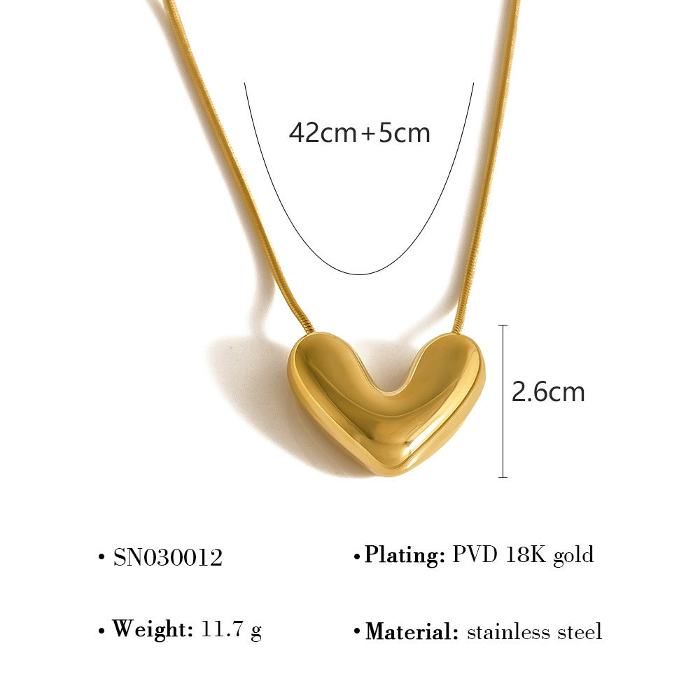 Vintage Heart-Shaped Necklace Set – 18K Gold Plated Titanium Steel Heart Design