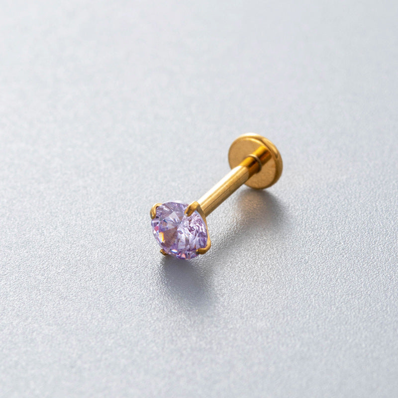 Minimalist Titanium Cartilage Barbell with Zircon – Hypoallergenic Piercing Jewelry