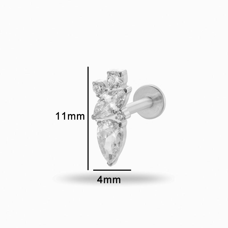 Titanium ircon Silver Piercing Internal Screw Rod Ear Bone Studs