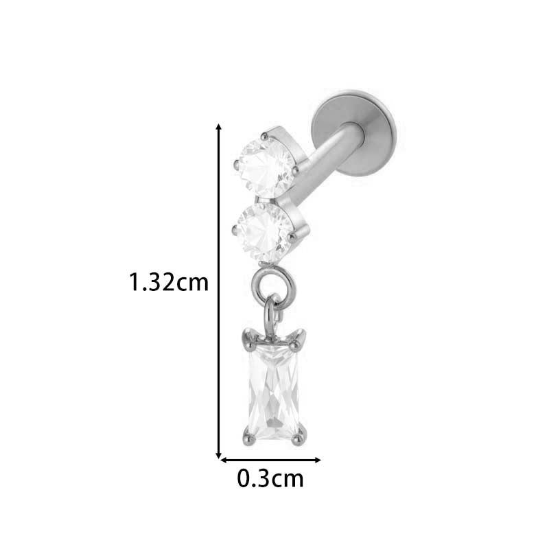 F136 Titanium Internally Threaded Dangling CZ Cartilage Stud – Hypoallergenic Piercing Jewelry