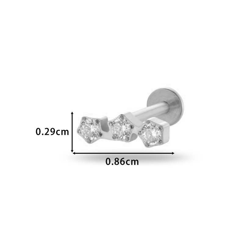 G23/F136 Titanium Internally Threaded CZ Flat-Back Cartilage Stud Earrings – Hypoallergenic Piercing Jewelry for Helix, Tragus, Conch & Lobe