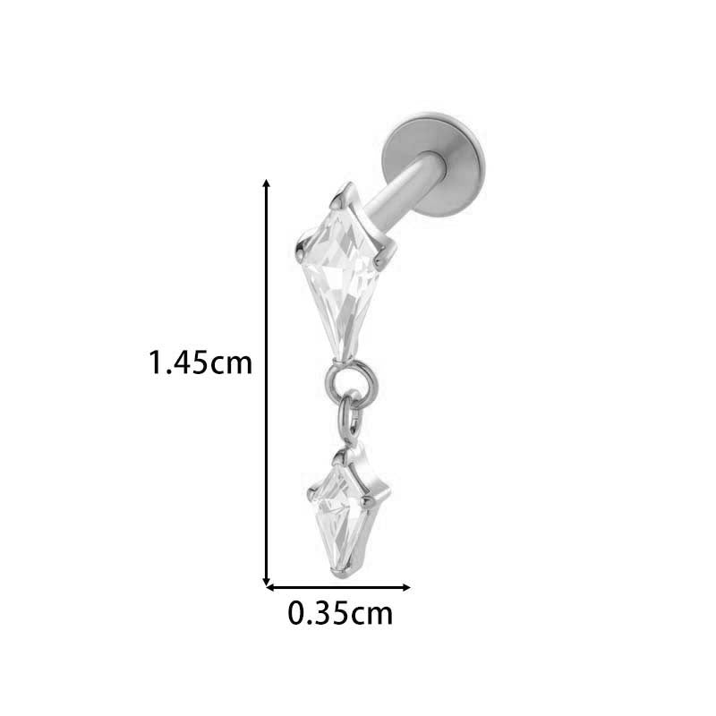 F136 Titanium Internally Threaded Dangling CZ Cartilage Stud – Hypoallergenic Piercing Jewelry