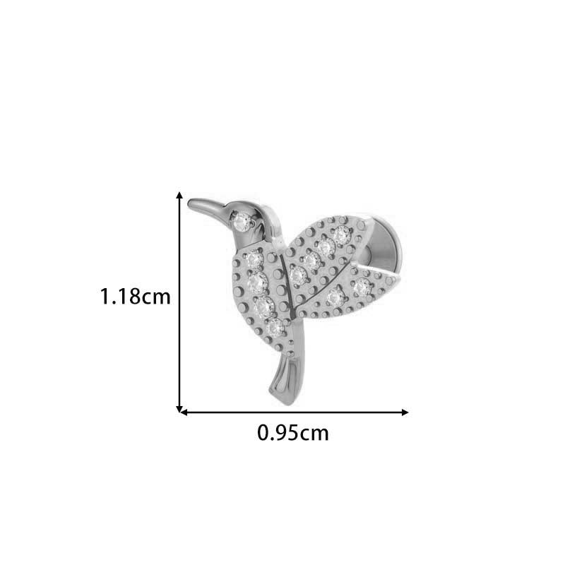 Titanium Screw‑In Flat‑Back Stud with Zircon – Hypoallergenic Piercing Jewelry