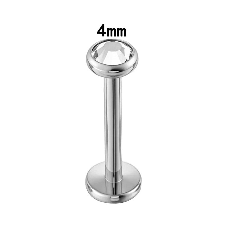 G23/F136 Titanium CZ Internally Threaded Flat-Back Cartilage Stud Earrings – Square, Round Series