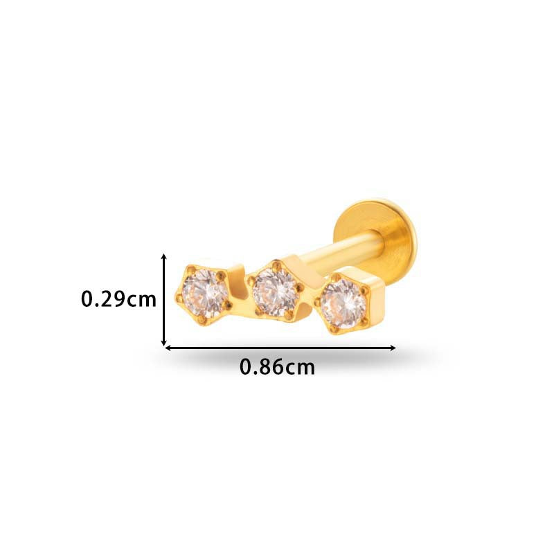 G23/F136 Titanium Internally Threaded CZ Flat-Back Cartilage Stud Earrings – Hypoallergenic Piercing Jewelry for Helix, Tragus, Conch & Lobe