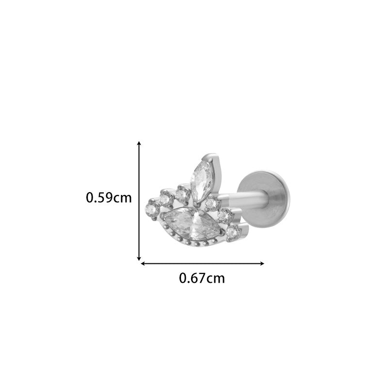 F136 Titanium Internally Threaded CZ Cartilage Stud Earrings – Flat Back Piercing Jewelry
