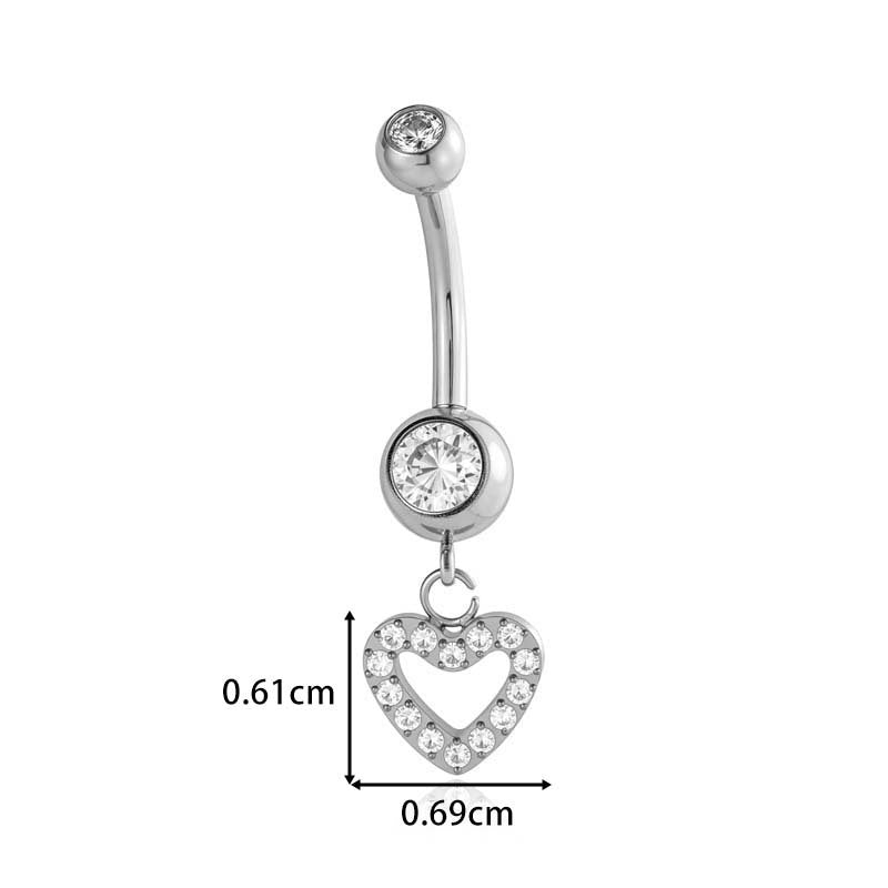 G23/F136 Titanium Internally Threaded Dangle Navel Ring with Zircon Charms — Butterfly, Moon, Flower, Heart & Snake Designs | Hypoallergenic Belly Button Piercing Jewelry