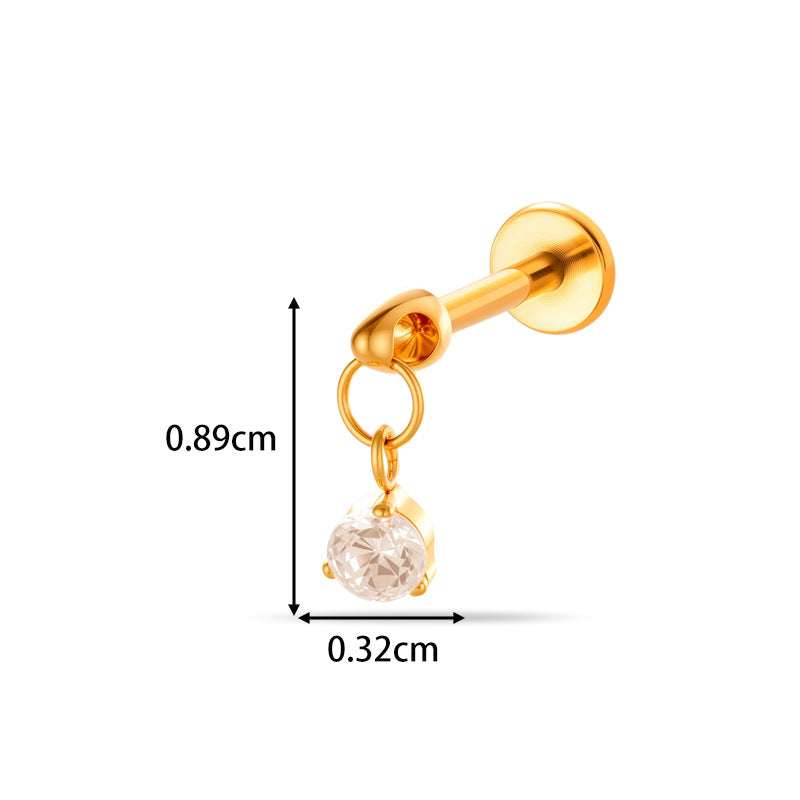 G23/F136 Titanium CZ Labret Studs | Internally Threaded Flat Back Lip & Cartilage Piercing Jewelry