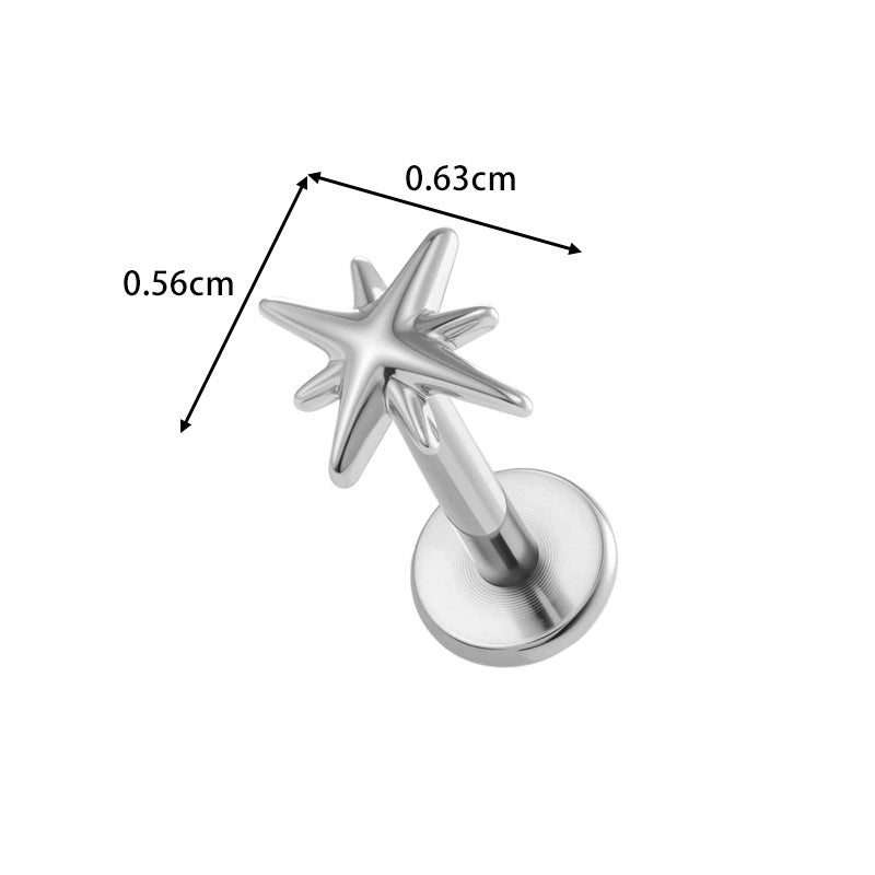 G23/F136 Titanium Zircon Star & Geometric Lip & Cartilage Piercing | Stylish & Hypoallergenic Jewelry
