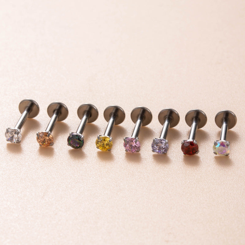 Minimalist Titanium Cartilage Barbell with Zircon – Hypoallergenic Piercing Jewelry