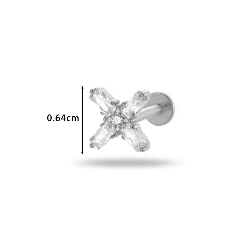 G23/F136 Titanium Internally Threaded CZ Flat-Back Cartilage Stud Earrings – Hypoallergenic Piercing Jewelry for Helix, Tragus, Conch & Lobe
