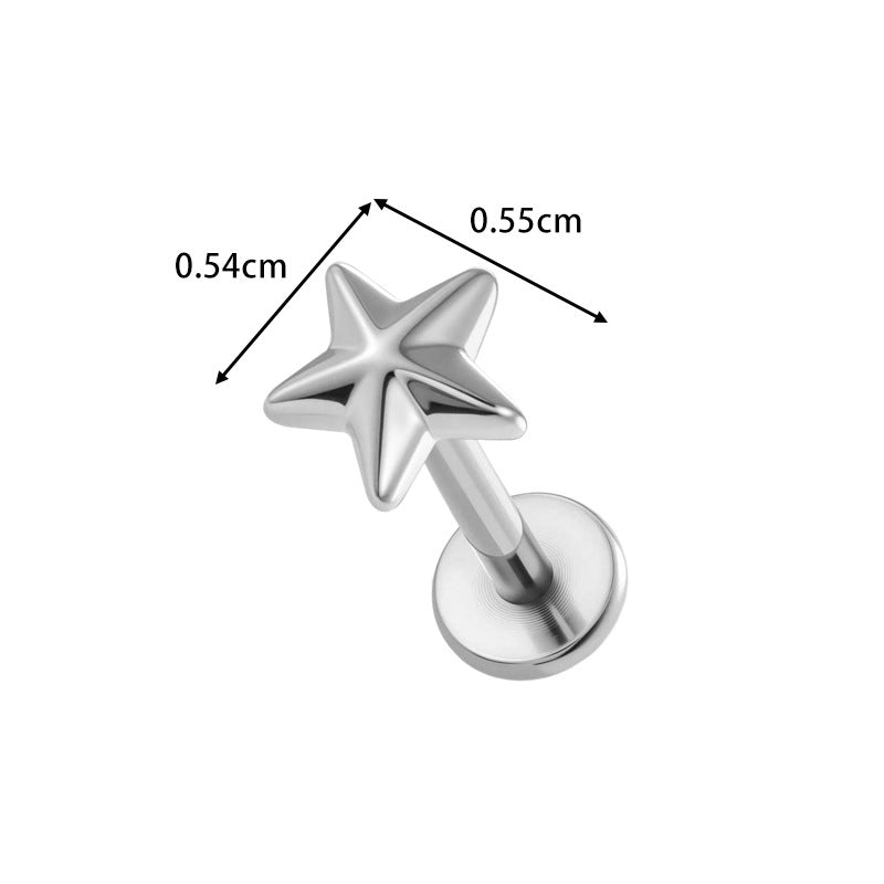 G23/F136 Titanium Zircon Star & Geometric Lip & Cartilage Piercing | Stylish & Hypoallergenic Jewelry