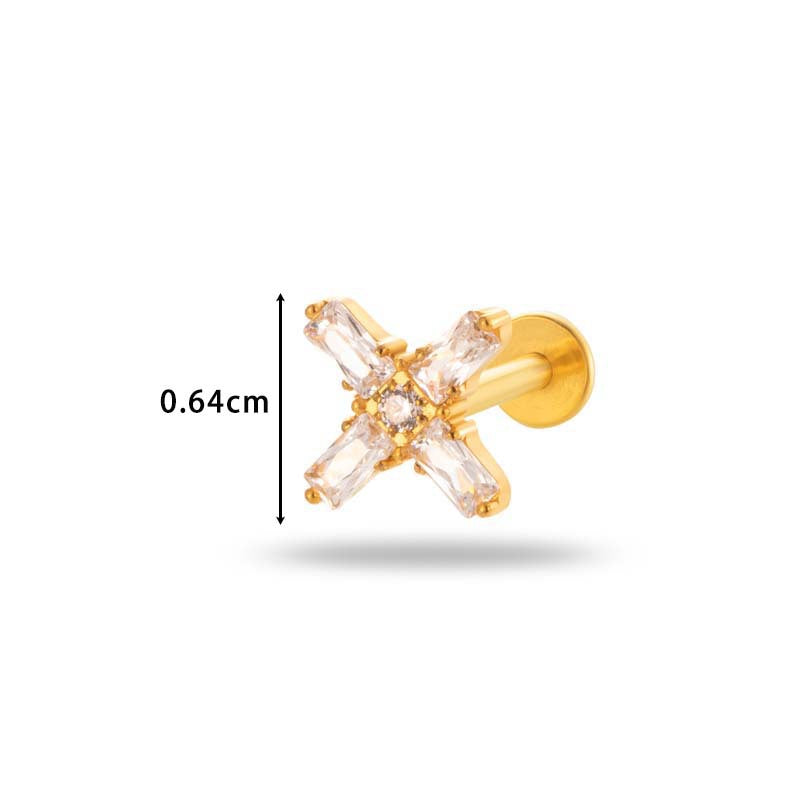 G23/F136 Titanium Internally Threaded CZ Flat-Back Cartilage Stud Earrings – Hypoallergenic Piercing Jewelry for Helix, Tragus, Conch & Lobe