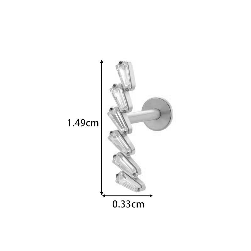 Titanium Screw‑In Flat‑Back Stud with Zircon – Hypoallergenic Piercing Jewelry