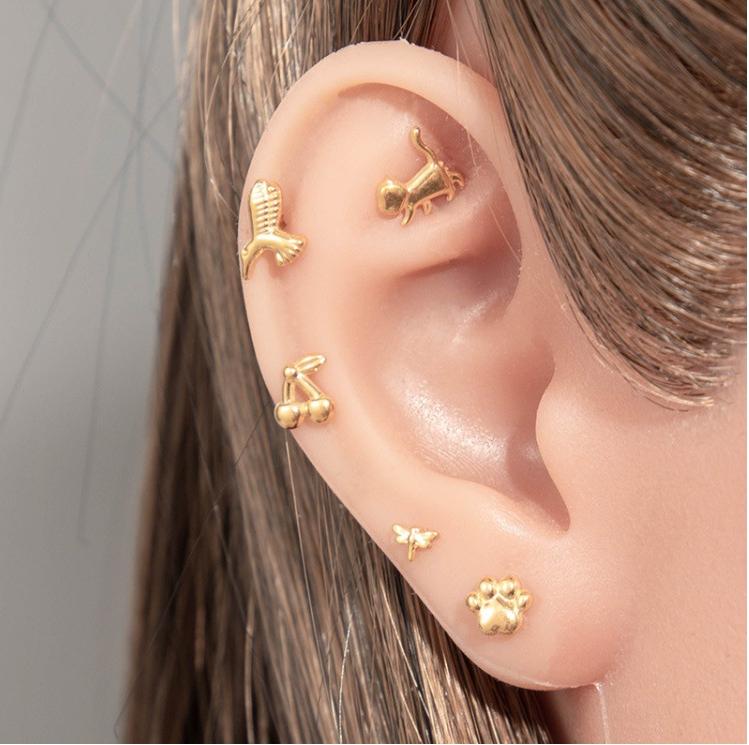 Pure Titanium Animal-Shaped Stud Earrings for Cartilage Piercing | G23/F136 Hypoallergenic