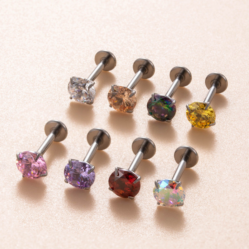 Minimalist Titanium Cartilage Barbell with Zircon – Hypoallergenic Piercing Jewelry