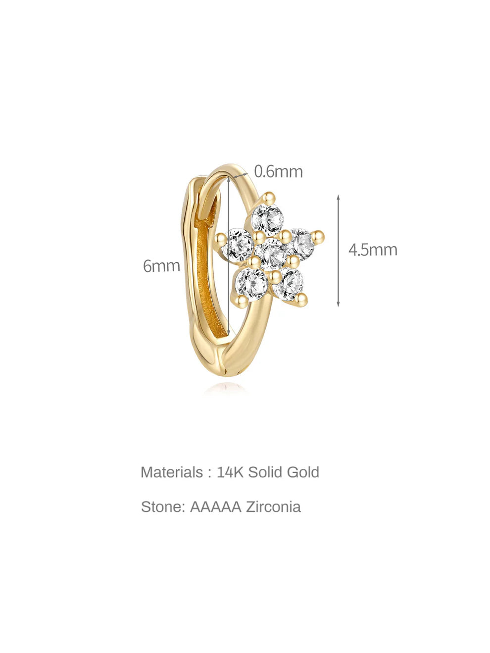 14K Gold Star Zircon Stud Earrings – Dainty & Shimmering