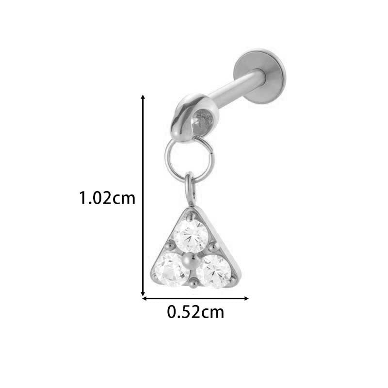 F136 Titanium Internally-Threaded Zirconia Pendant Stud — Star & Hexagram Flat-Back Cartilage Jewelry
